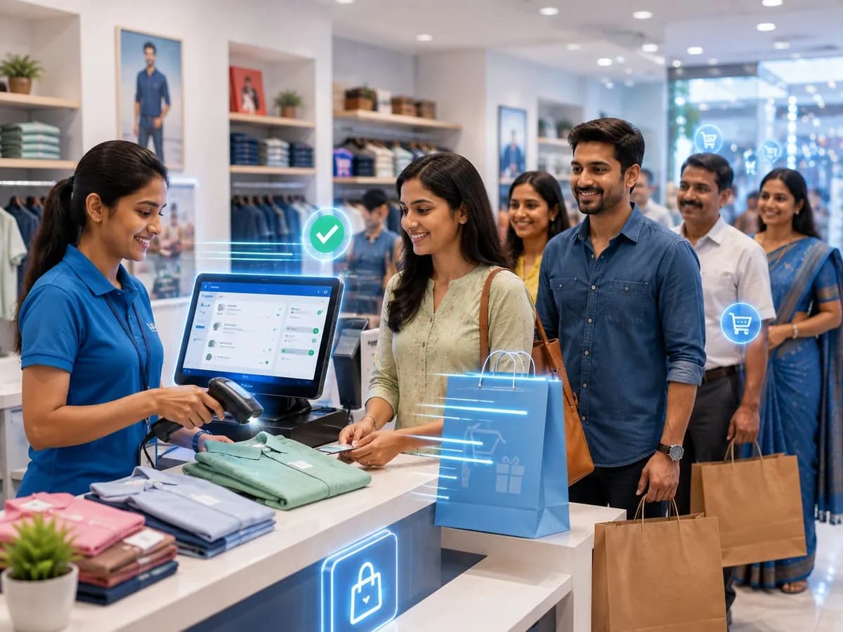 Retail shop owner billing a customer with Accountune software