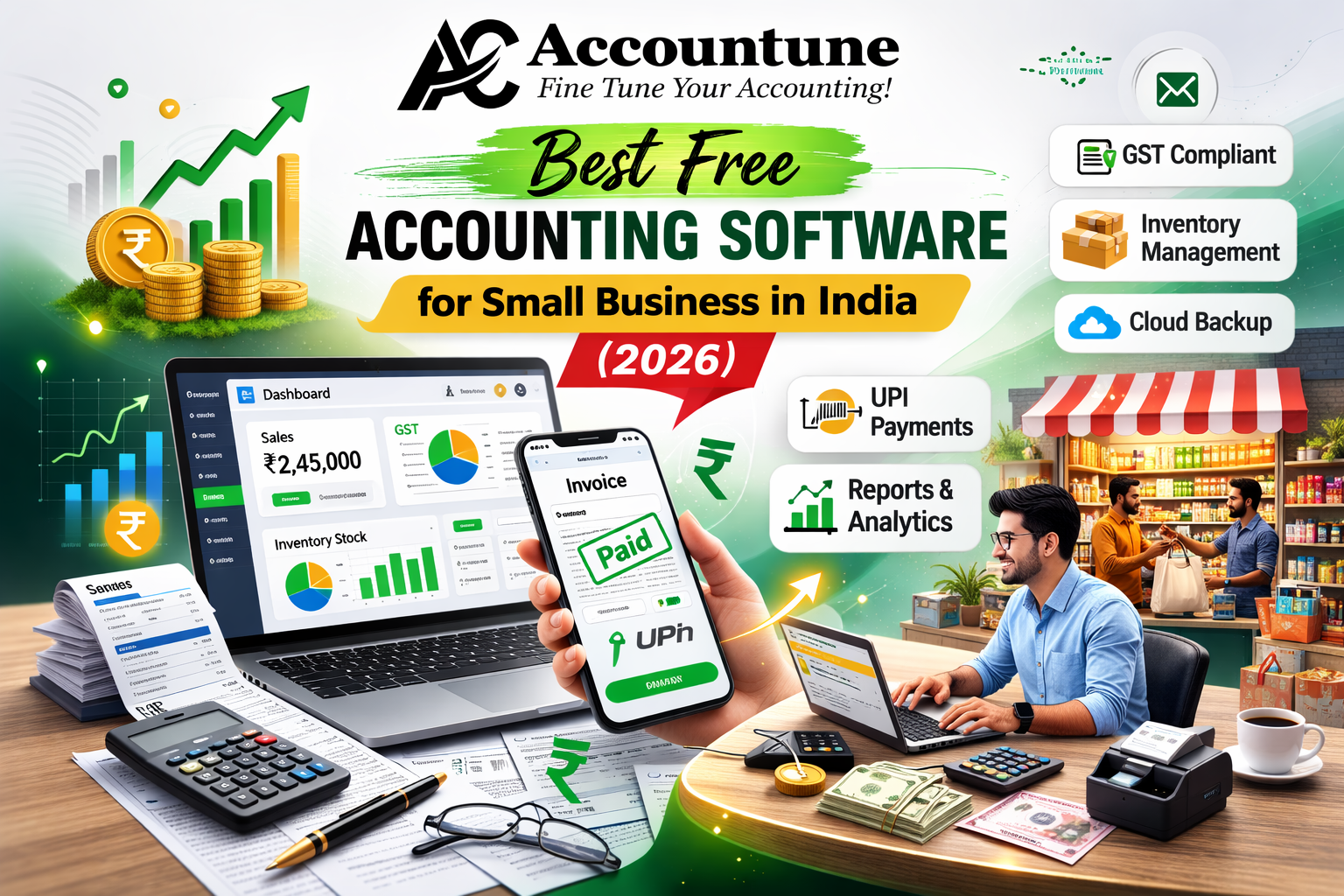 Free tally alternative accounting software in India for GST billing and inventory management Accountune