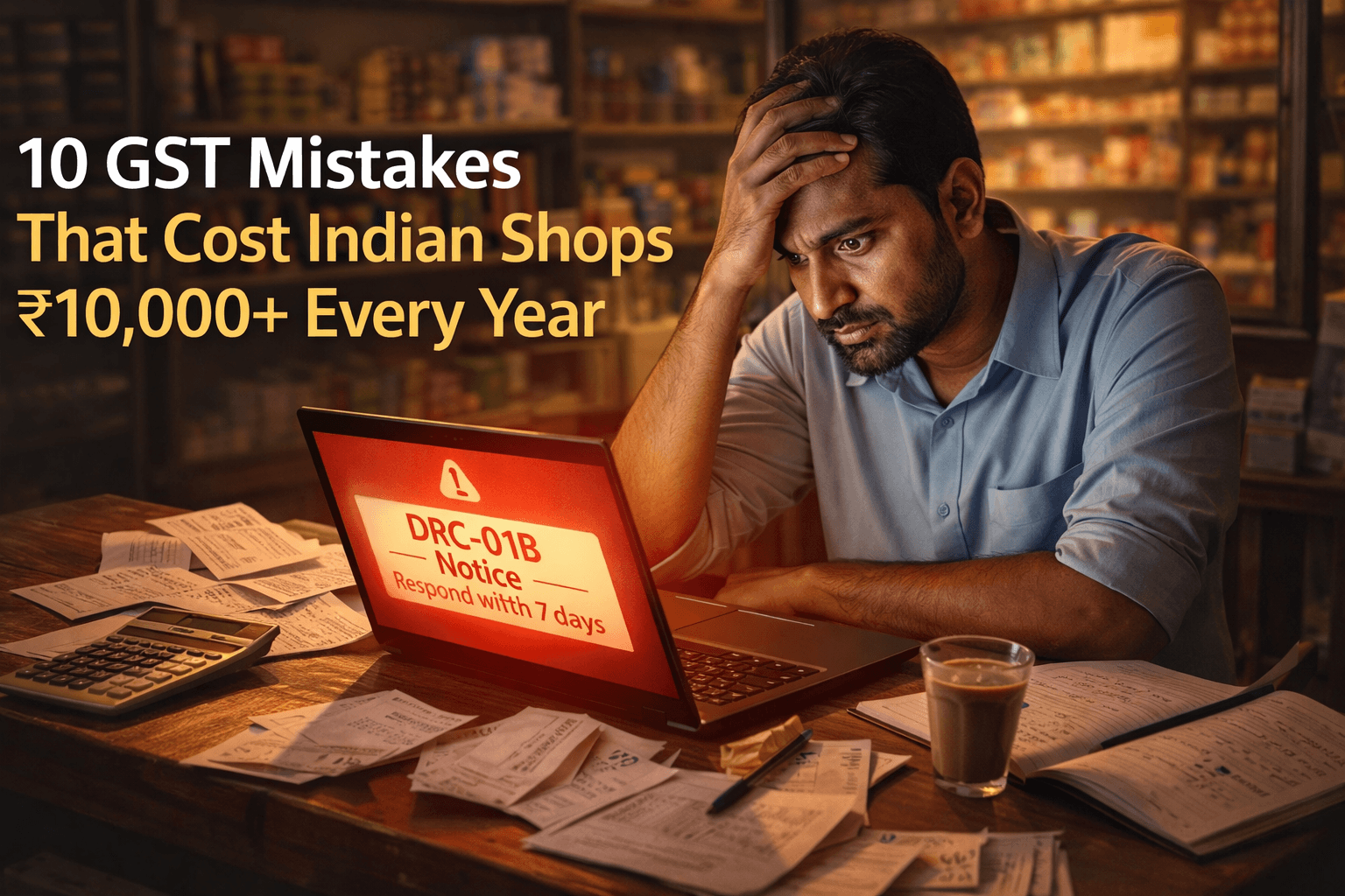 'Indian small business owner receiving GST notice on laptop — common GST mistakes 2026'