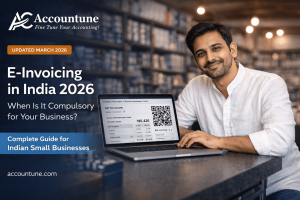 'E-invoicing mandatory limit India 2026 — Indian small business owner generating GST invoice